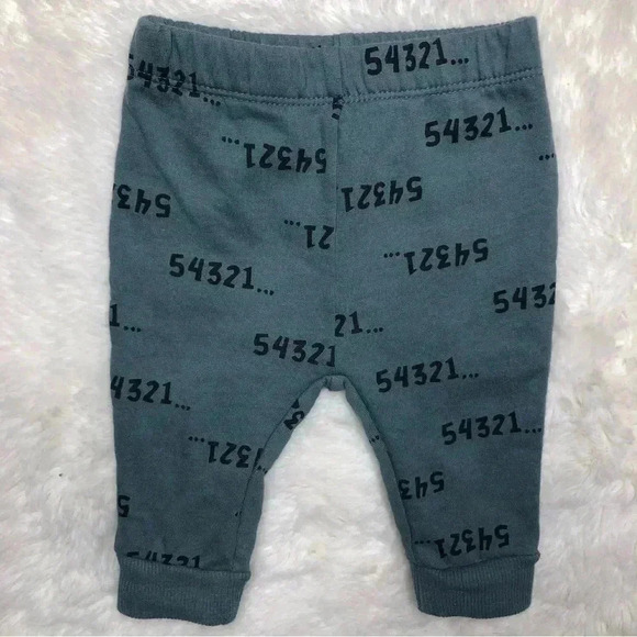 PL Baby Sweatpants Numbers Greenish Blue Size 0-3 Months - Picture 1 of 16